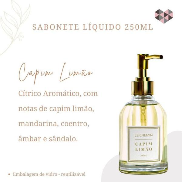 Imagem de Sabonete líquido 250 ml vidro capim limao - Casa Com Amor - Capim Limão