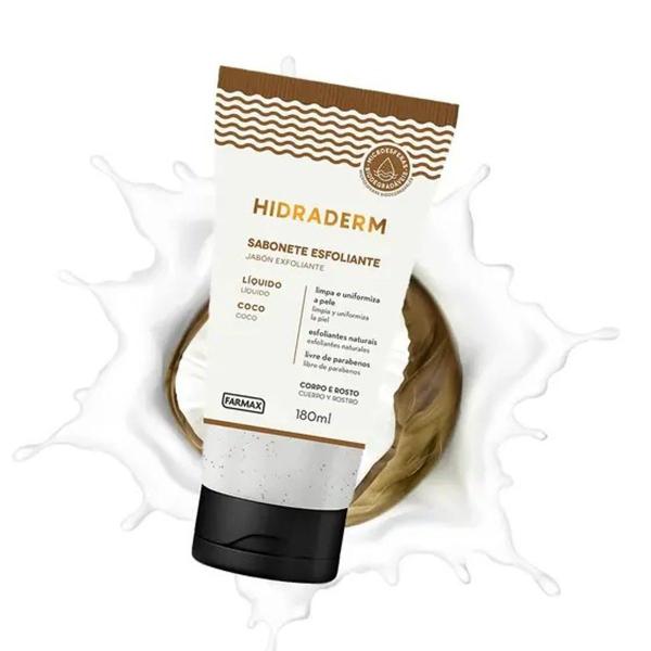 Imagem de Sabonete Líquido Esfoliante Coco Hidraderm Corpo e Rosto 180ml Farmax