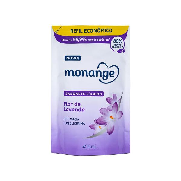 Imagem de Sabonete Líquido Flor De Lavanda Pele Macia Com Glicerina Refil 400ml Monange