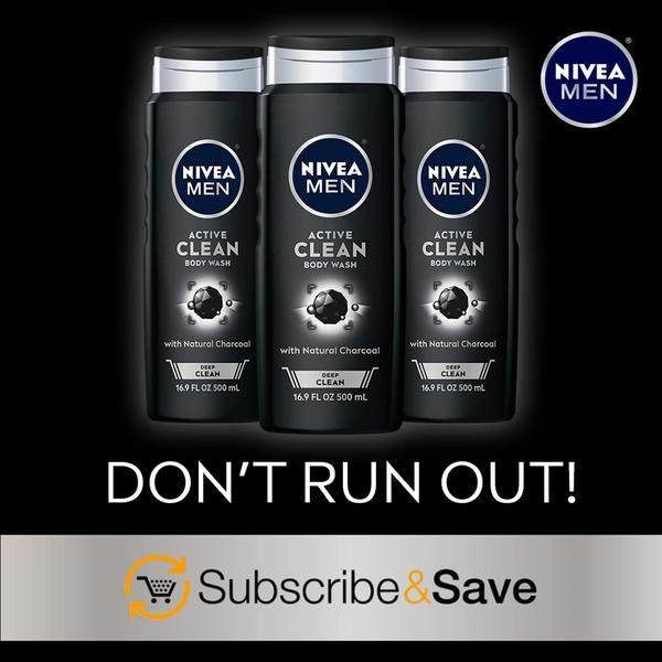 Imagem de Sabonete líquido Nivea Men DEEP Active Clean Charcoal 500 ml, pacote com 3