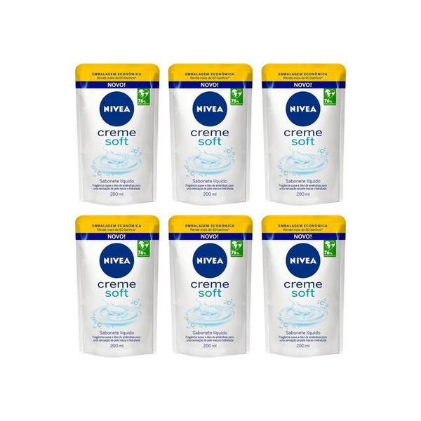 Imagem de Sabonete Liquido Nivea Refil 200Ml Cr Soft - Kit C/6Un