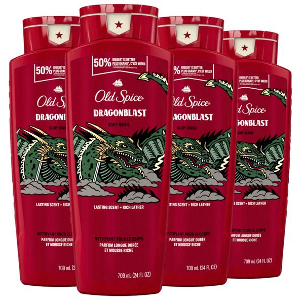 Imagem de Sabonete líquido Old Spice Dragonblast para homens 710 ml (pacote com 4)