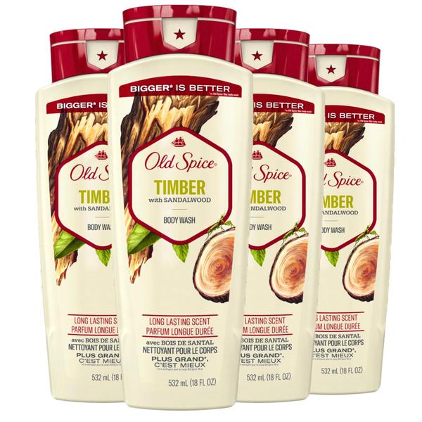 Imagem de Sabonete líquido Old Spice Fresher Timber Scent para homens 532 ml x 4