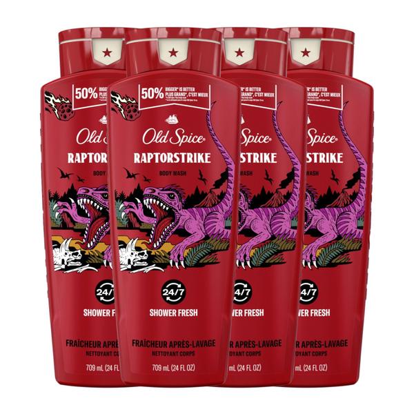 Imagem de Sabonete líquido Old Spice Raptorstrike para homens 710 ml (pacote com 4)