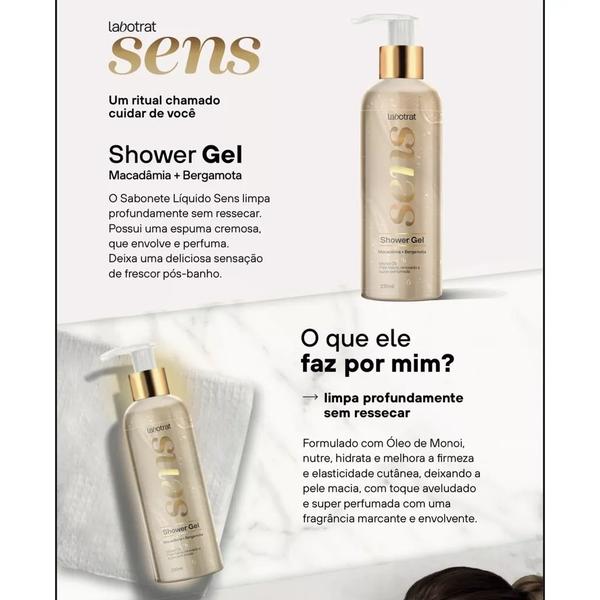 Imagem de Sabonete Líquido Sens Shower Gel Macadâmia + Bergamota Sens 230ml Labotrat