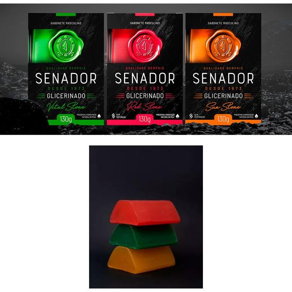 Sabonete masculino perfumado senador memphis glicerinado cheiroso barra 6x130g Imagem de Sabonete masculino perfumado senador memphis glicerinado cheiroso barra 6x130g
