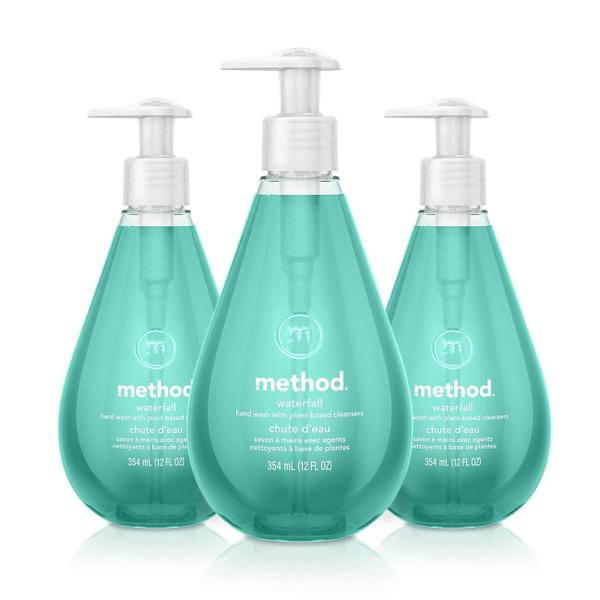 Imagem de Sabonete para mãos Method Gel Waterfall 360ml, pacote com 3 unidades, biodegradável