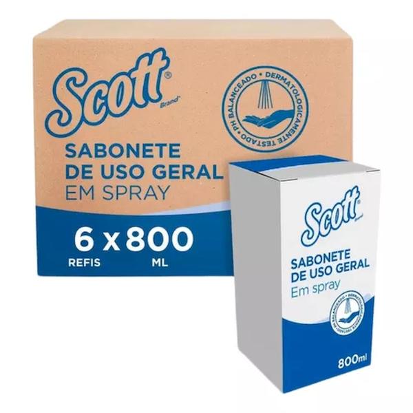 Imagem de Sabonete Spray Uso Geral Scott Refil Kit c/ 6 un 800ml 