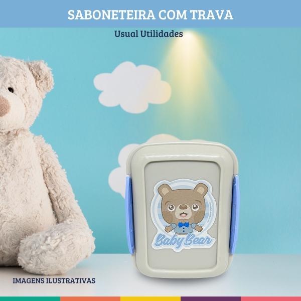 Imagem de Saboneteira Baby Porta Sabonete com Trava Azul Bebê Usual