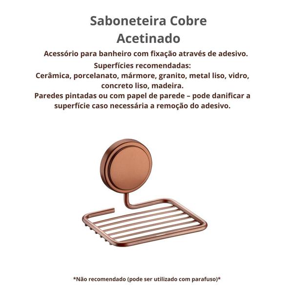 Saboneteira C/adesivo Cobre Acetinado Banheiro Aço Future Imagem de Saboneteira C/adesivo Cobre Acetinado Banheiro Aço Future