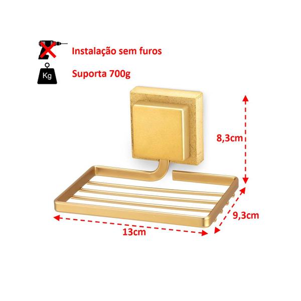 Imagem de Saboneteira de Parede Adesivo Dupla Face 3M Dourado Fosco - 3243 Arthi