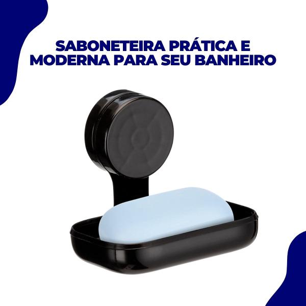 Imagem de Saboneteira de Parede Banheiro 3M Suporte Sem Furo Preto