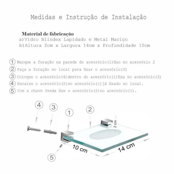 Imagem de Saboneteira De Vidro Kit 3 Peças Prátika 818Pk3 Grego Metal