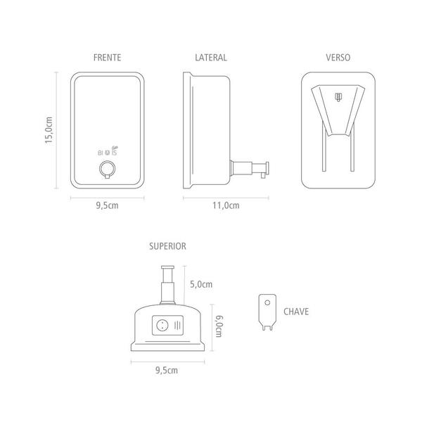 Imagem de Saboneteira Líquida 500ml Aço Inox Escovado Biovis*