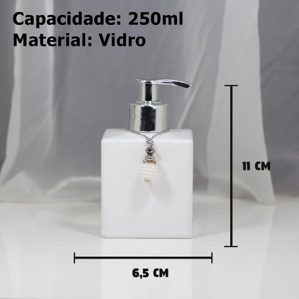 Imagem de Saboneteira Liquida Branco de Vidro Cubo Luxo