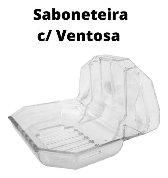 Imagem de Saboneteira Não Fura Parede Com Ventosa 12x10cm - Cristal