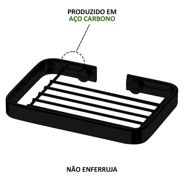 Imagem de Saboneteira Parede Moderna para Banheiro Preto Fosco