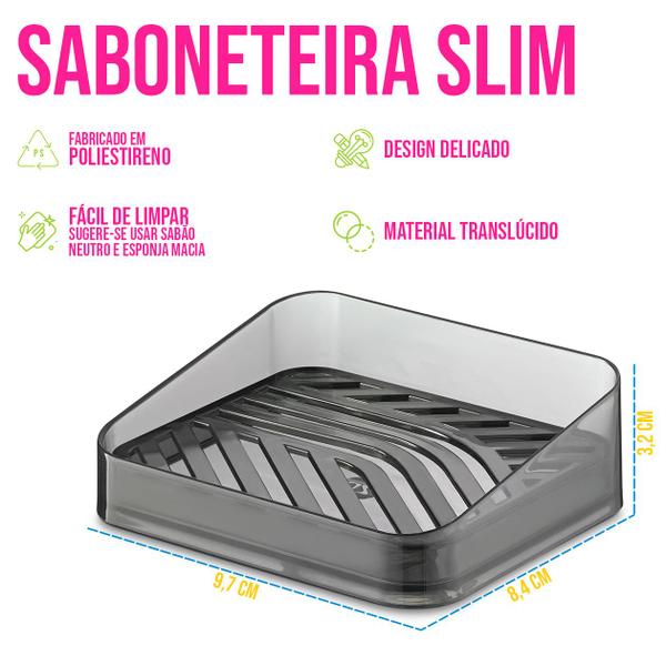 Imagem de Saboneteira Slim de Lavabo Pia Translúcida Base Removível