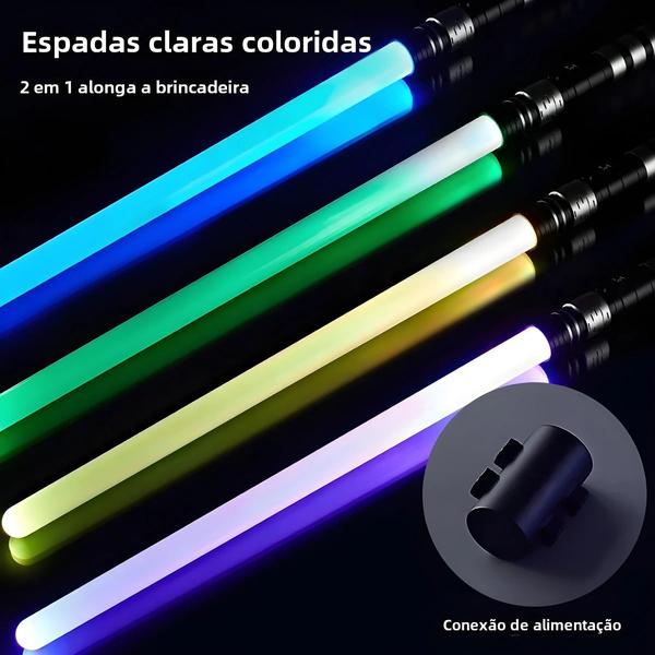 Imagem de Sabre de Luz RGB 75cm 2 em 1 - 7 Cores, Brinquedo Infantil com Efeito de Brilho