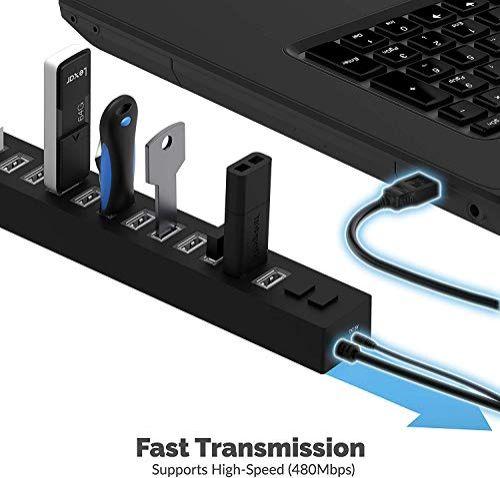 Imagem de Sabrent 13 Porta Alta Velocidade USB 2.0 Hub com Adaptador de Energia e 2 Interruptores de Controle (HB-U14P)