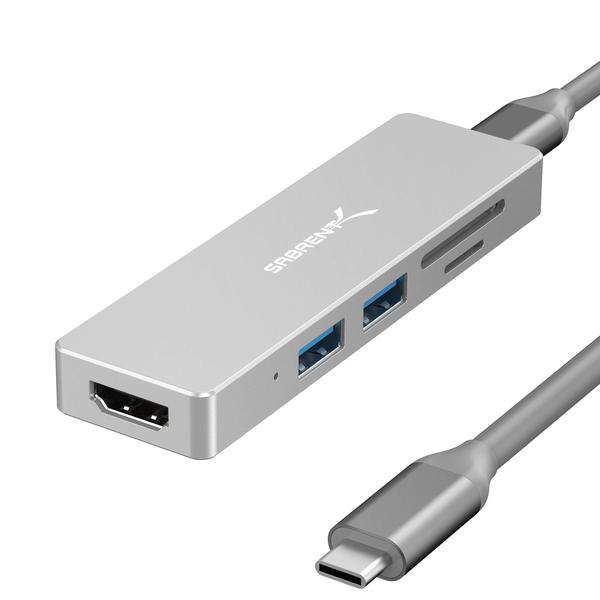 SABRENT 5 em 1 USB C Multi-Port HUB para Windows & Mac OS SD & Micro SD Card-Reader Porta HDMI 2.0 - Até 4K @30Hz 2 x portas USB 3.0 (HB-HUCR) Imagem de SABRENT 5 em 1 USB C Multi-Port HUB para Windows & Mac OS SD & Micro SD Card-Reader Porta HDMI 2.0 - Até 4K @30Hz 2 x portas USB 3.0 (HB-HUCR)
