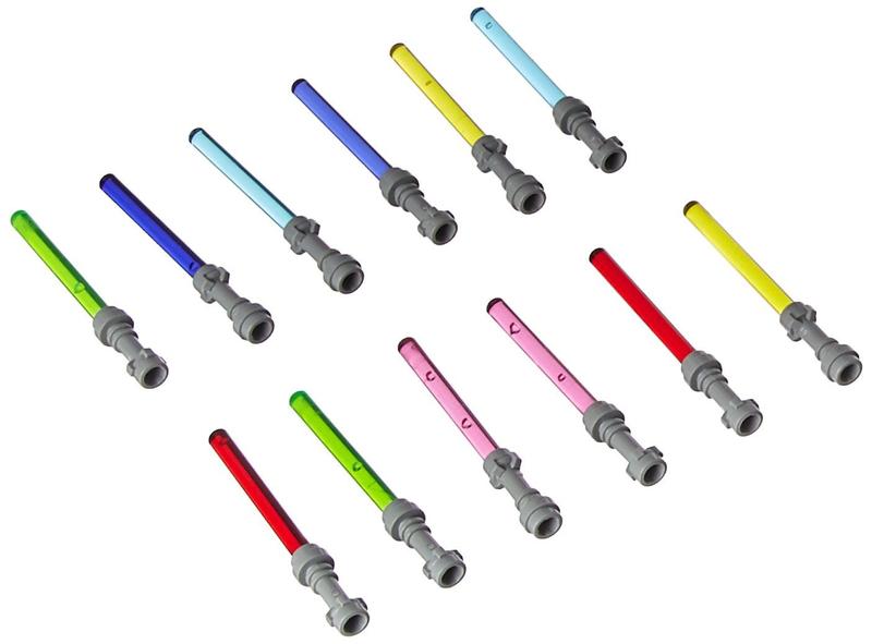 Imagem de Sabres de Luz Lego Star Wars - 12 Cabos Cinza Púrpura, Rosa, Vermelho, Verde, Amarelo e Azul (Darth Vader, Yoda e Luke Skywalker)