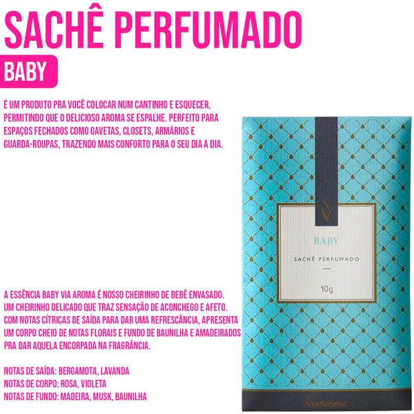 Sachê de Essência Clássica Baby Aroma Cheiros 10g Perfumados - Via Aroma Imagem de Sachê de Essência Clássica Baby Aroma Cheiros 10g Perfumados
