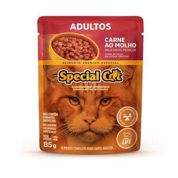 Sache Special Cat Adulto Carne 85g Cx 12 Uni - Special Dog Imagem de Sache Special Cat Adulto Carne 85g Cx 12 Uni - Special Dog