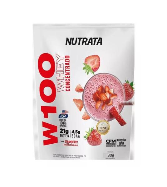 Imagem de Sachê Whey Concentrado W100 Morango 30g Nutrata