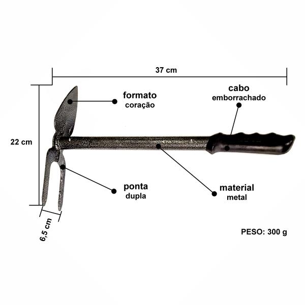 Imagem de Sacho Para Jardinagem Tipo Coração Ponta Dupla Todo Em Metal