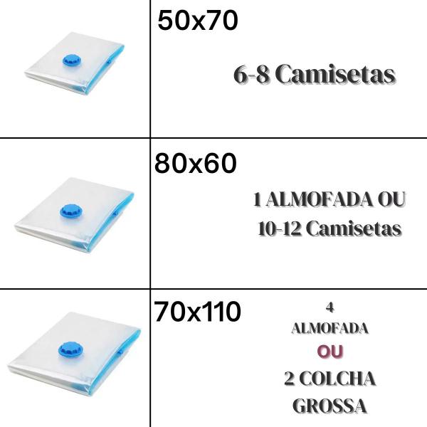 Imagem de Saco a Vácuo Válvula de Sucção 2 Pequenos + 2 Médios + 2 Grande