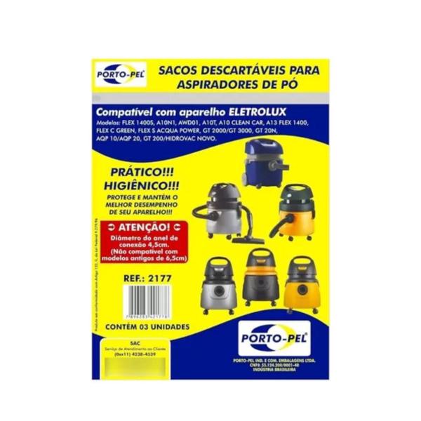 Imagem de Saco aspirador electrolux FLEX / GT 3000 NOVO / A10S / A10T / A10 CLEAN CAR / A13 / A10 N1 - 3 und (REF.2177)