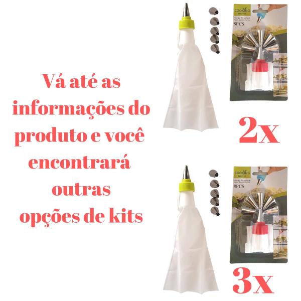 Imagem de  Saco Confeiteiro Decorador Profissional Com 6 Bicos De Inox Durável Profissional Facil de Limpar