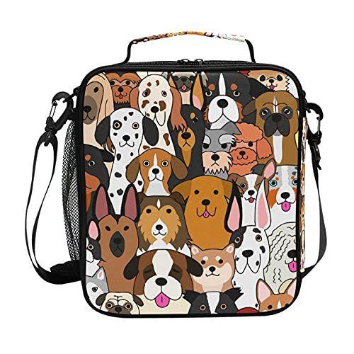 Imagem de Saco de almoço de cachorro Fofo Doodle Animal Lancheunte Lancheira para Crianças Cooler Tote Grande Lancheira Alça de ombro ajustável para homens Mulheres Meninas Menino Escritório de Trabalho...