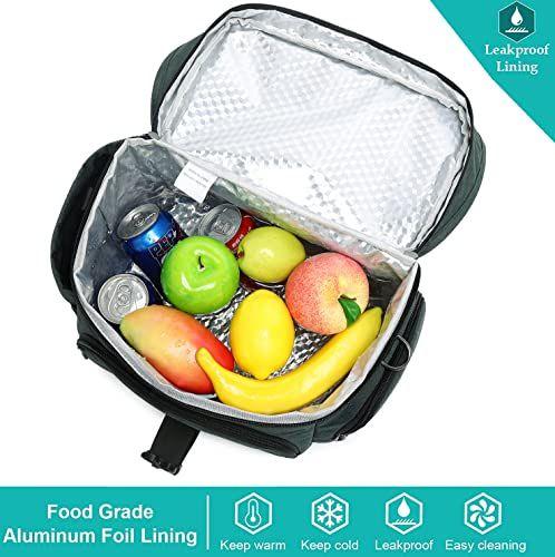 Imagem de Saco de almoço isolado Scorlia para homens/mulheres, caixa de almoço à prova de vazamento para a escola de trabalho de escritório Picnic Hiking Beach, Saco de tote refrigerador reutilizável com alça de ombro ajustável e porta-garrafas de água gran