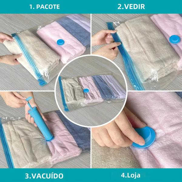 Imagem de Saco de Armazenamento a Vácuo para Roupas, Edredons e Cobertores - Grande Organizador