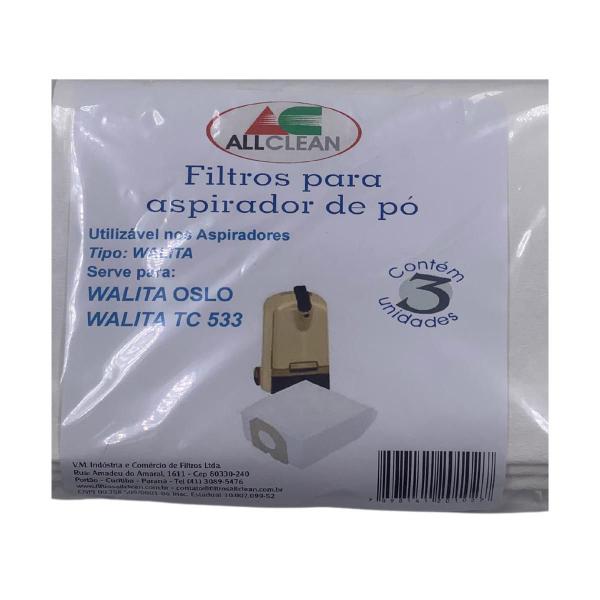 Imagem de Saco de Aspirador Walita Oslo TC533 TC 533 3Unid Limpeza