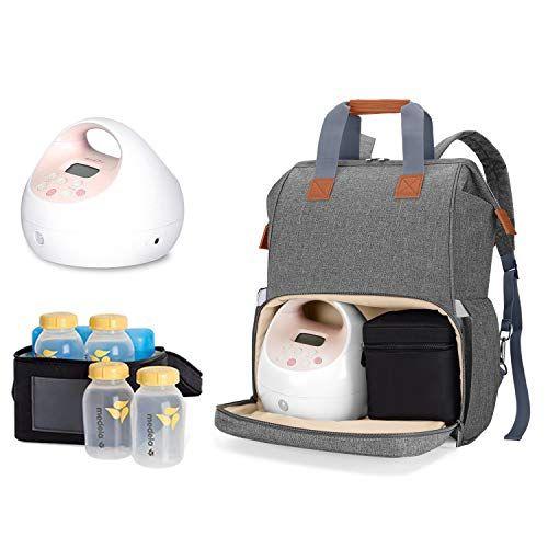Saco de bomba de peito teamoy compatível com Spectra S1, S2, Medela e Cooler Bag, Tote conversível de bomba de peito e mochila com manga de laptop para mães trabalhadoras, cinza Imagem de Saco de bomba de peito teamoy compatível com Spectra S1, S2, Medela e Cooler Bag, Tote conversível de bomba de peito e mochila com manga de laptop para mães trabalhadoras, cinza