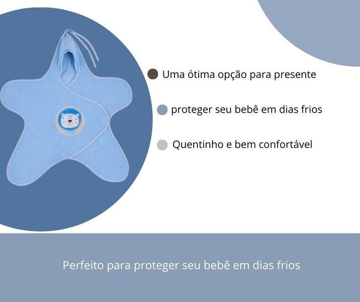 Imagem de Saco de Dormir Algodão Cobertor de Lã Estrela Azul Zip Toys