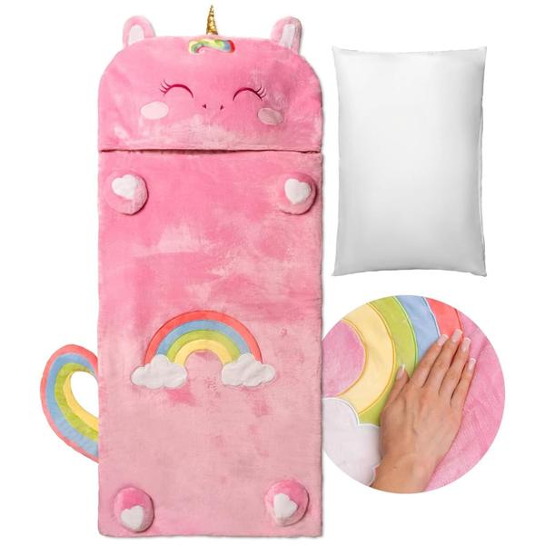 Imagem de Saco de dormir Bollepo Kids Unicorn Glow in The Dark com travesseiro