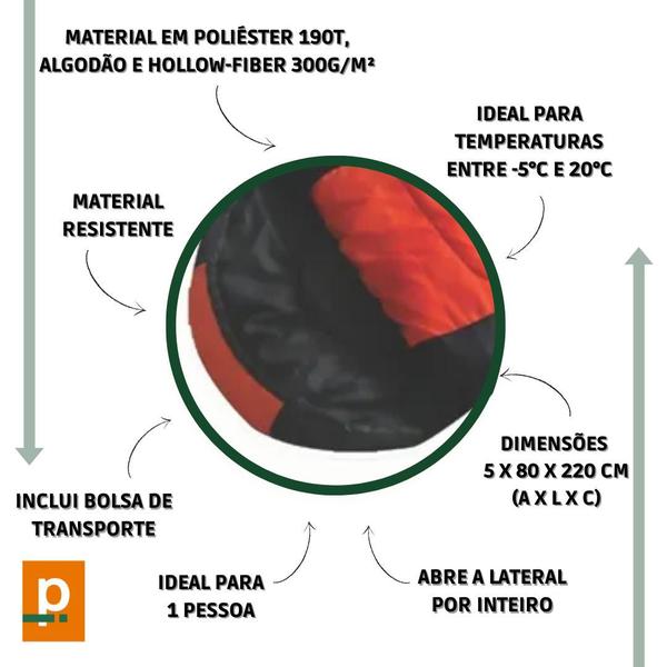 Imagem de Saco de dormir cocoon para 1 pessoa echolife-sa0004