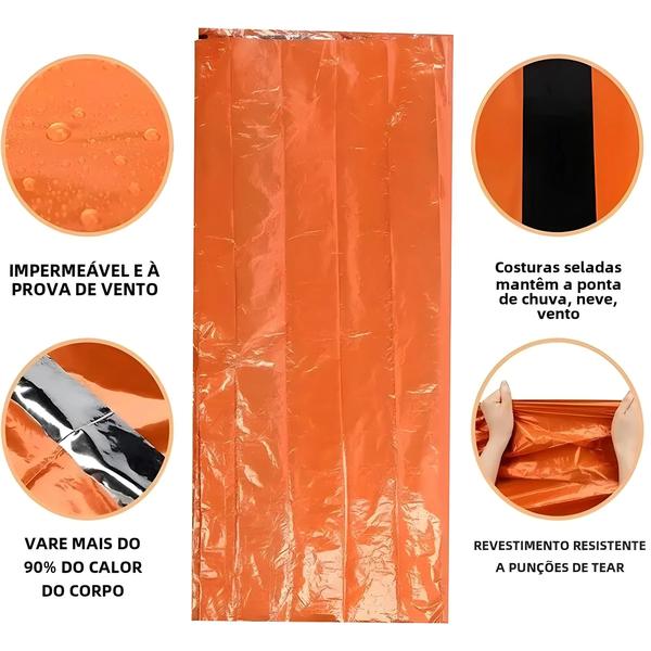 Imagem de Saco de Dormir de Emergência Térmico Mylar - Ultraleve, à Prova d'Água - Ideal para Camping e Hiking