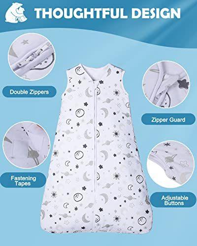 Imagem de Saco de dormir do bebê Lictin 2.5 TOG, saco de dormir do bebê de inverno, cobertor vestível Swaddle com zíper de 2 vias, com comprimento ajustável 83-99cm para criança infantil 18-36 meses