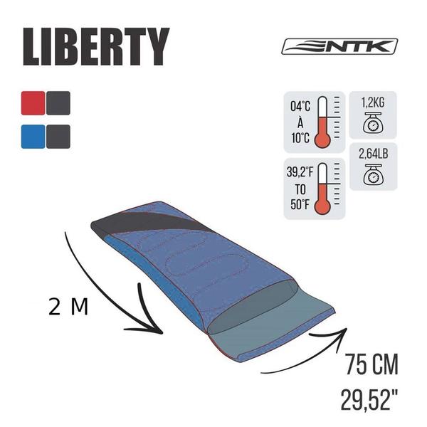 Imagem de Saco de Dormir Liberty Envelope 4 C a 10 C Azul com Preto  Nautika 