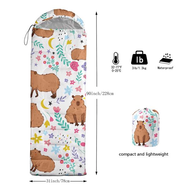 Imagem de Saco de dormir QOOMO Cartoon Capybara Plant Flowers Print