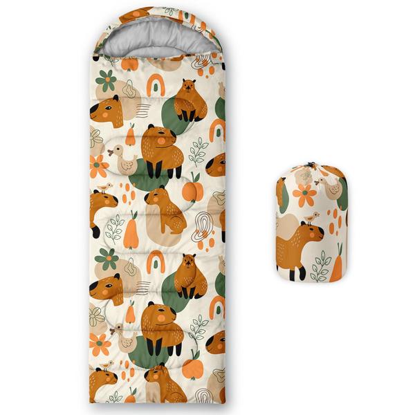 Imagem de Saco de dormir QOOMO Cartoon Orange Capybara Waterproof 3-Seas