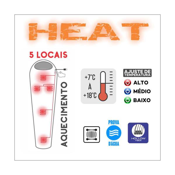 Imagem de Saco de Dormir Sarcófago Heat Azteq Conforto e Aquecimento para Noites Frias temperatura 7C à 18C