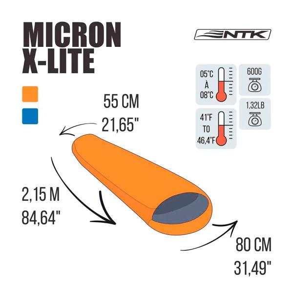 Imagem de Saco De Dormir Sarcófago Micron X-Lite Preto 5C à 8C - Nautika