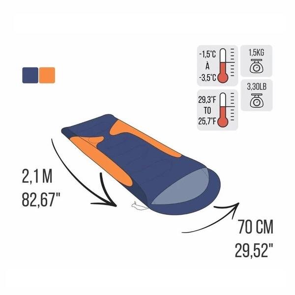 Imagem de Saco De Dormir Sleeping Bag Temperatura -1,5ºC A -3,5ºC Hollowfiber 2,1m