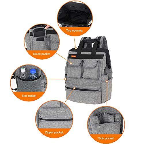 Imagem de Saco de ferramentas justzon mochila com suporte traseiro acolchoado Sacos de armazenamento de kit de suporte de ferramenta pesado para eletricista, encanador, HVAC, reparador de cabos